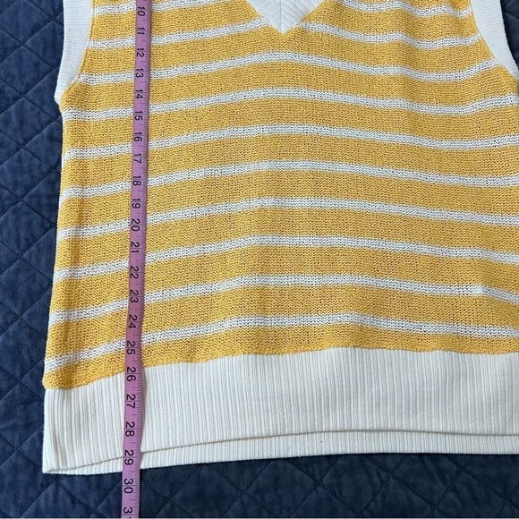 Zara Top Women Medium Vest Blouse Stripe Knit Oversized Preppy Sleeveless L - Picture 5 of 7